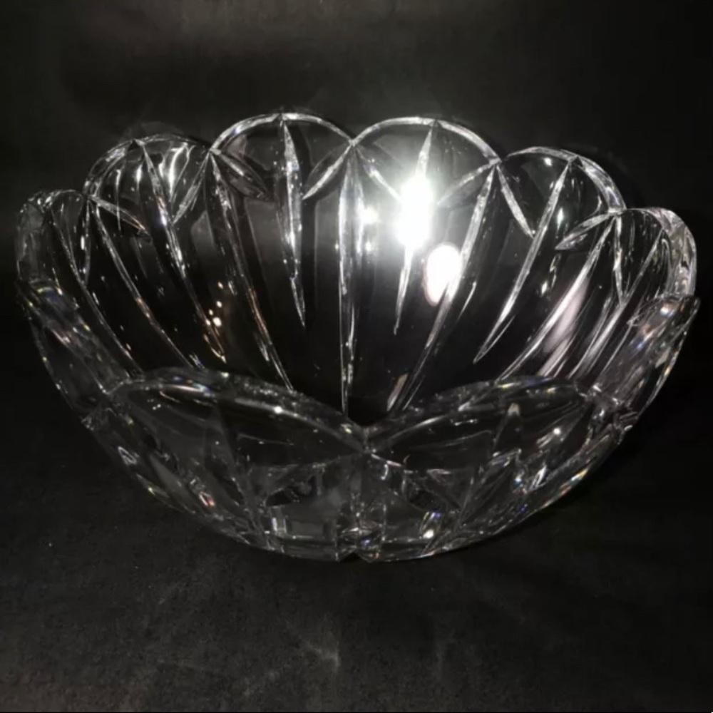 American Brilliant HandCut Crystal Curve Edge Bowl